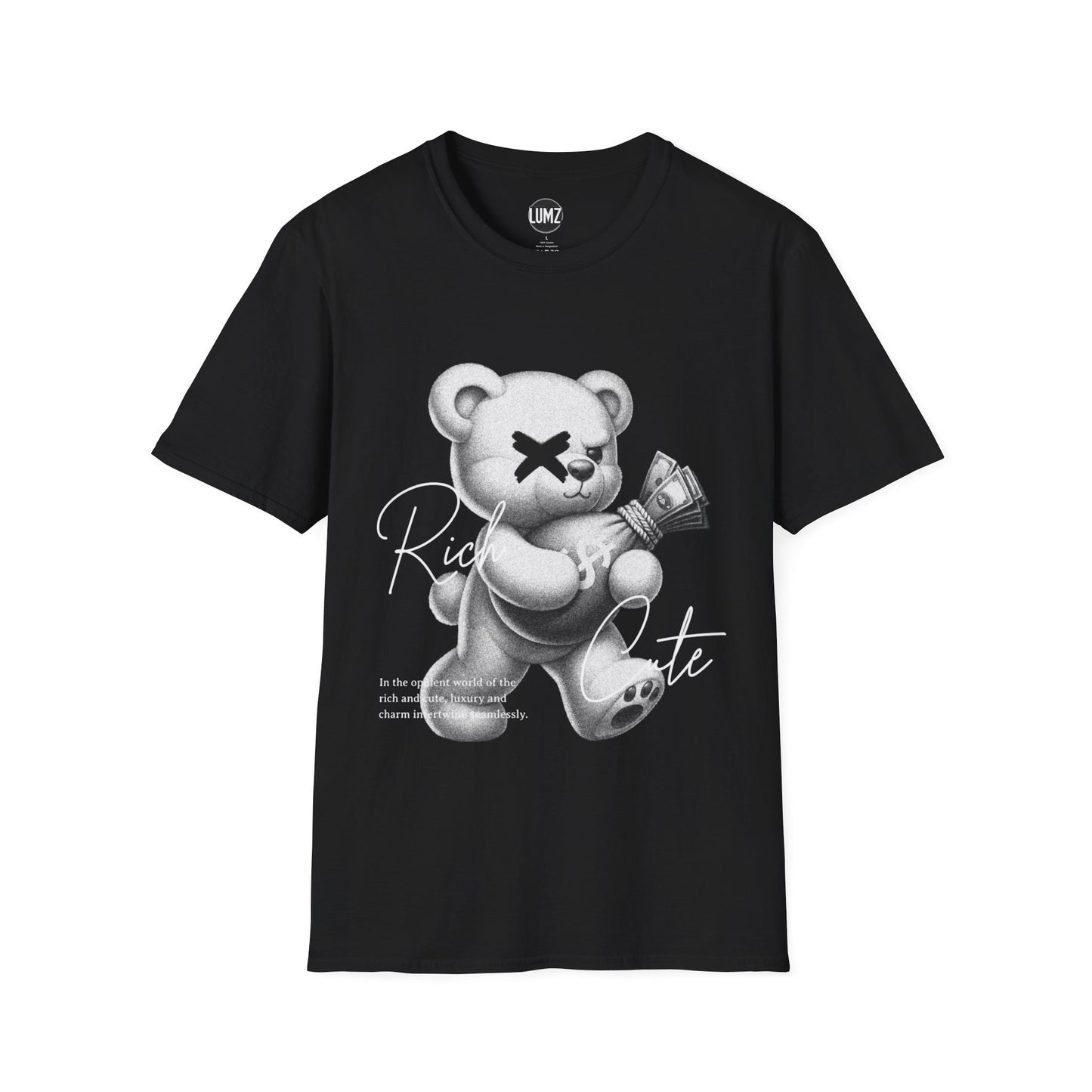 "Rich & Cute Bear Tee – Flex Soft, Win Loud"