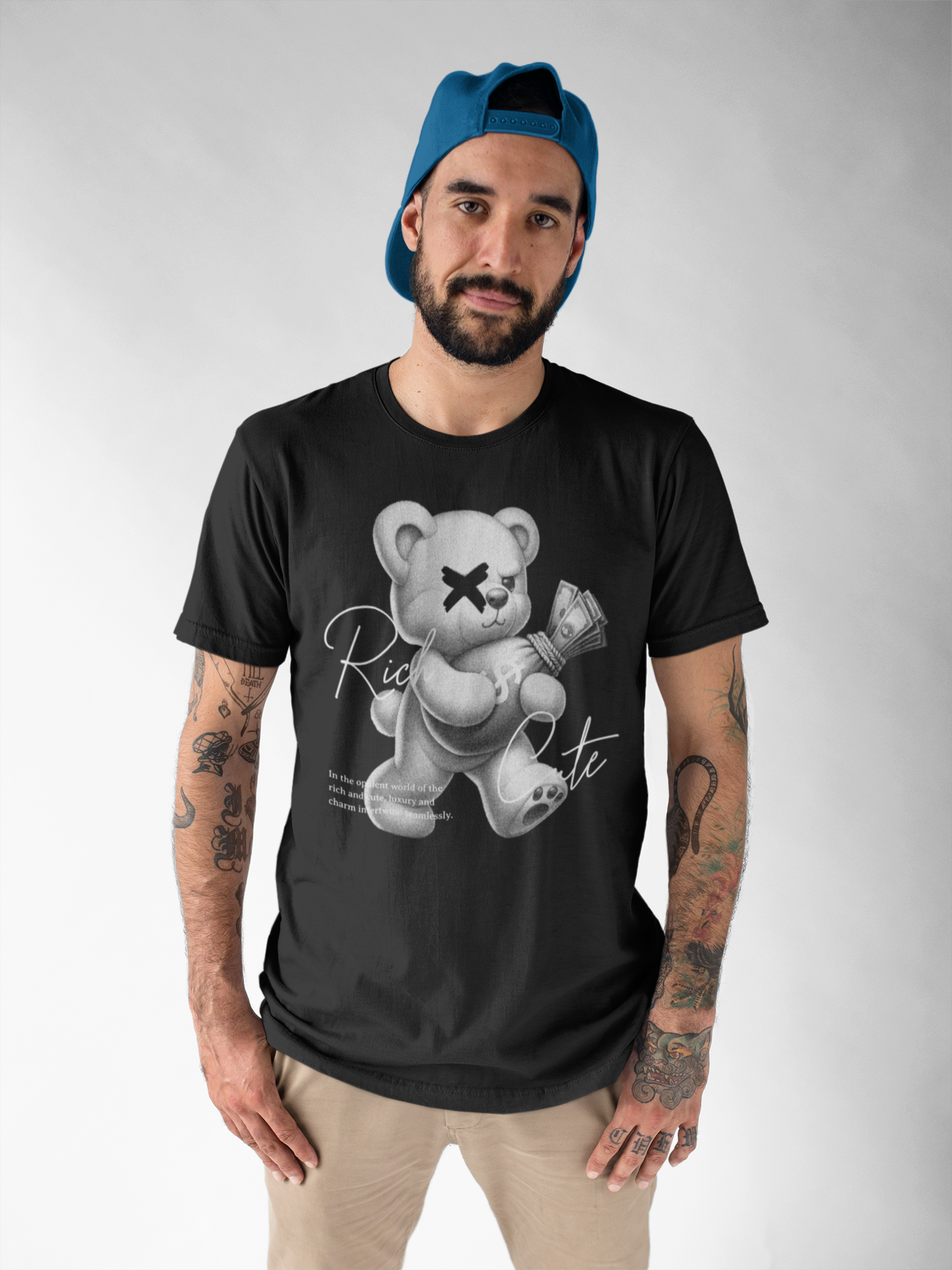 "Rich & Cute Bear Tee – Flex Soft, Win Loud"