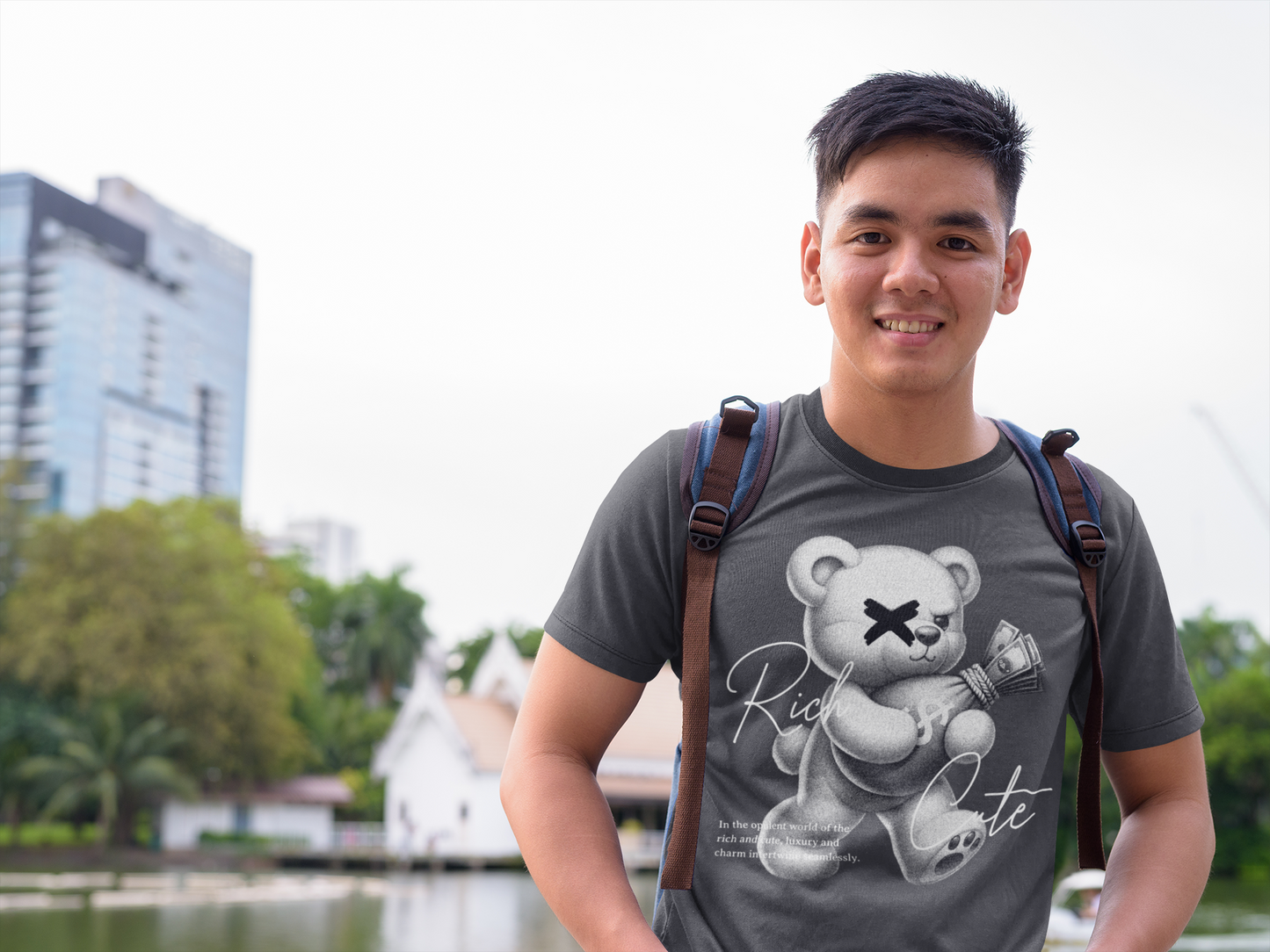 "Rich & Cute Bear Tee – Flex Soft, Win Loud"