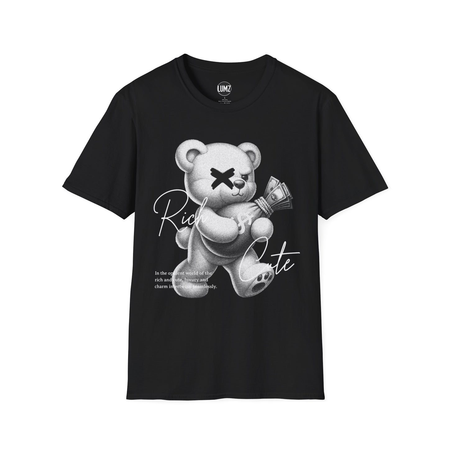 "Rich & Cute Bear Tee – Flex Soft, Win Loud"