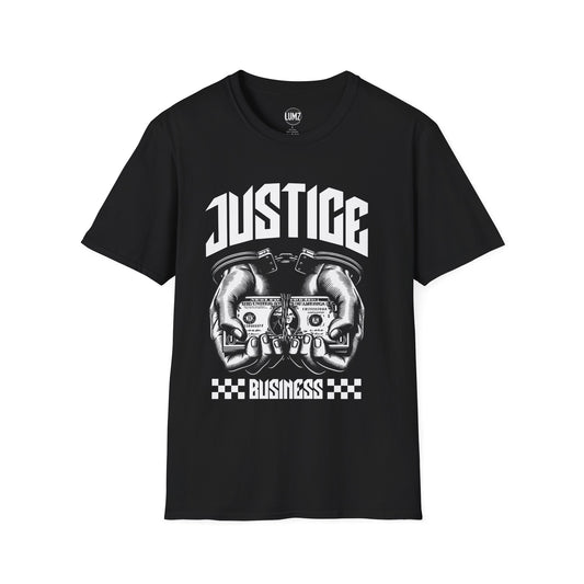 Justice Business Tee – Money Talks, Actions Prove